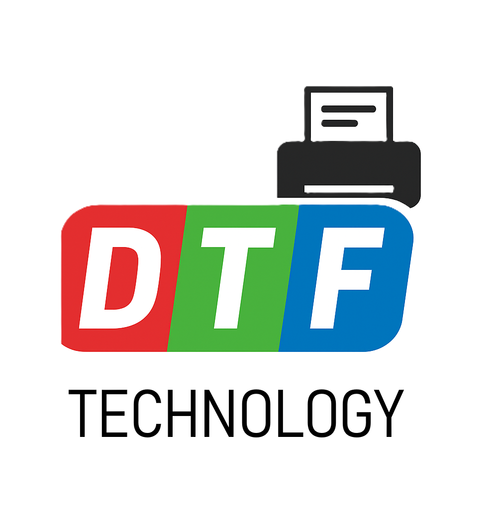 Logo of DTF Technology with a printer icon on a white background